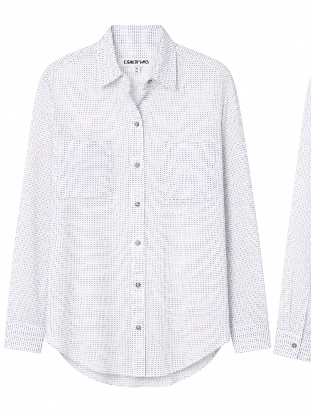Elizabeth and James White & Navy Micro Dot Button-Up Shirt Medium